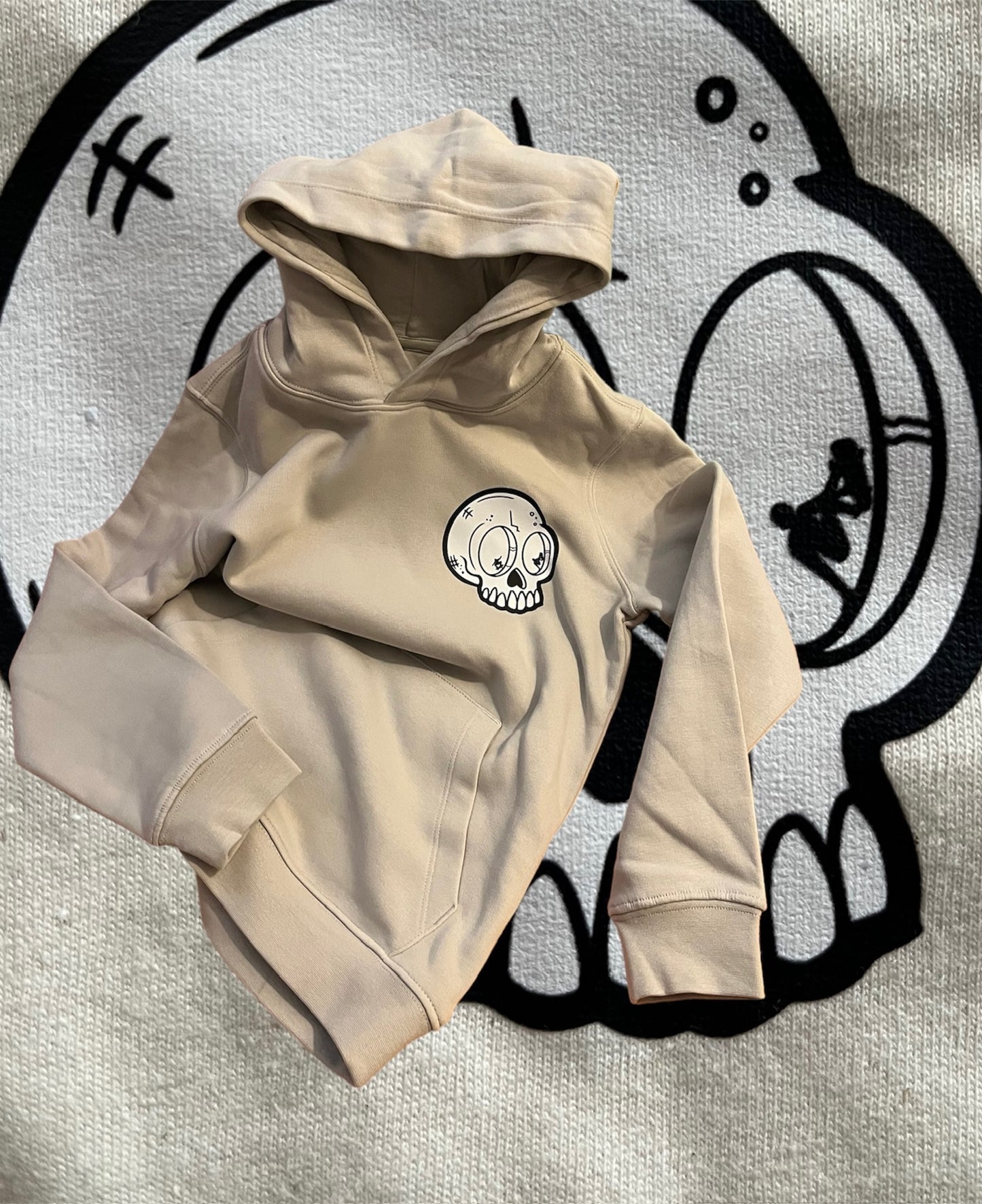 Kid's Skull & Skate Organic Hoodie Clay