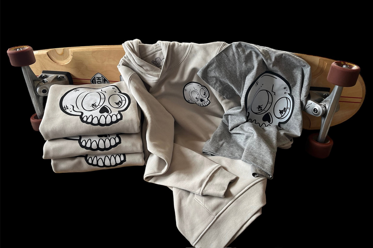 Kid's Skull & Skate Organic Hoodie Clay