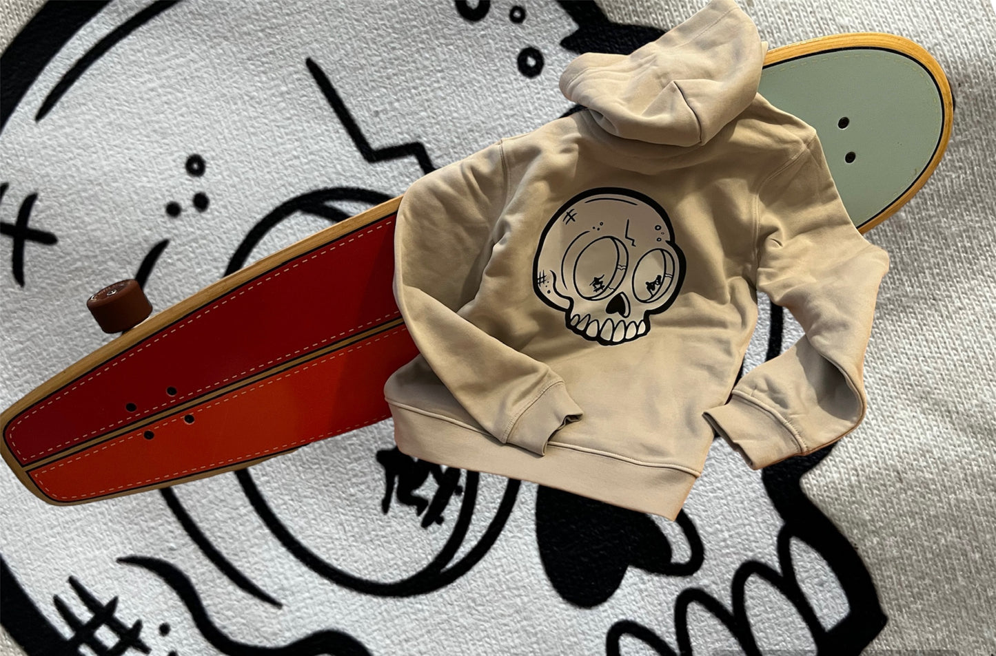 Kid's Skull & Skate Organic Hoodie Clay