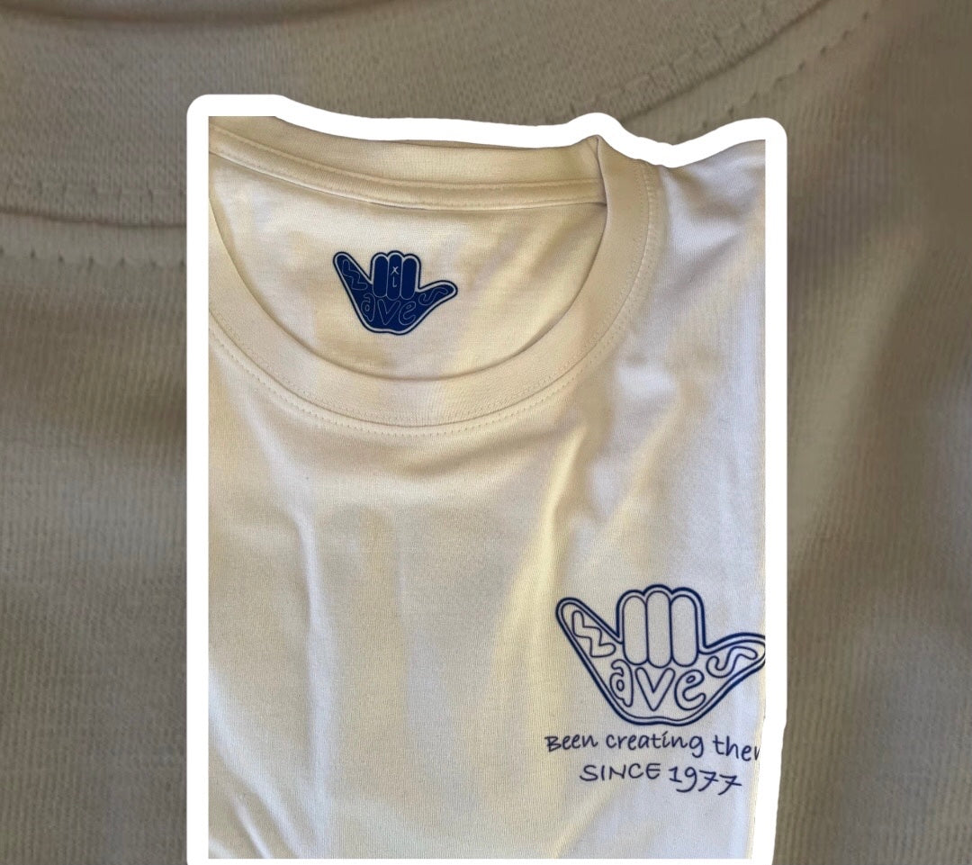 Women’s Organic Shaka Tee White & Navy Blue