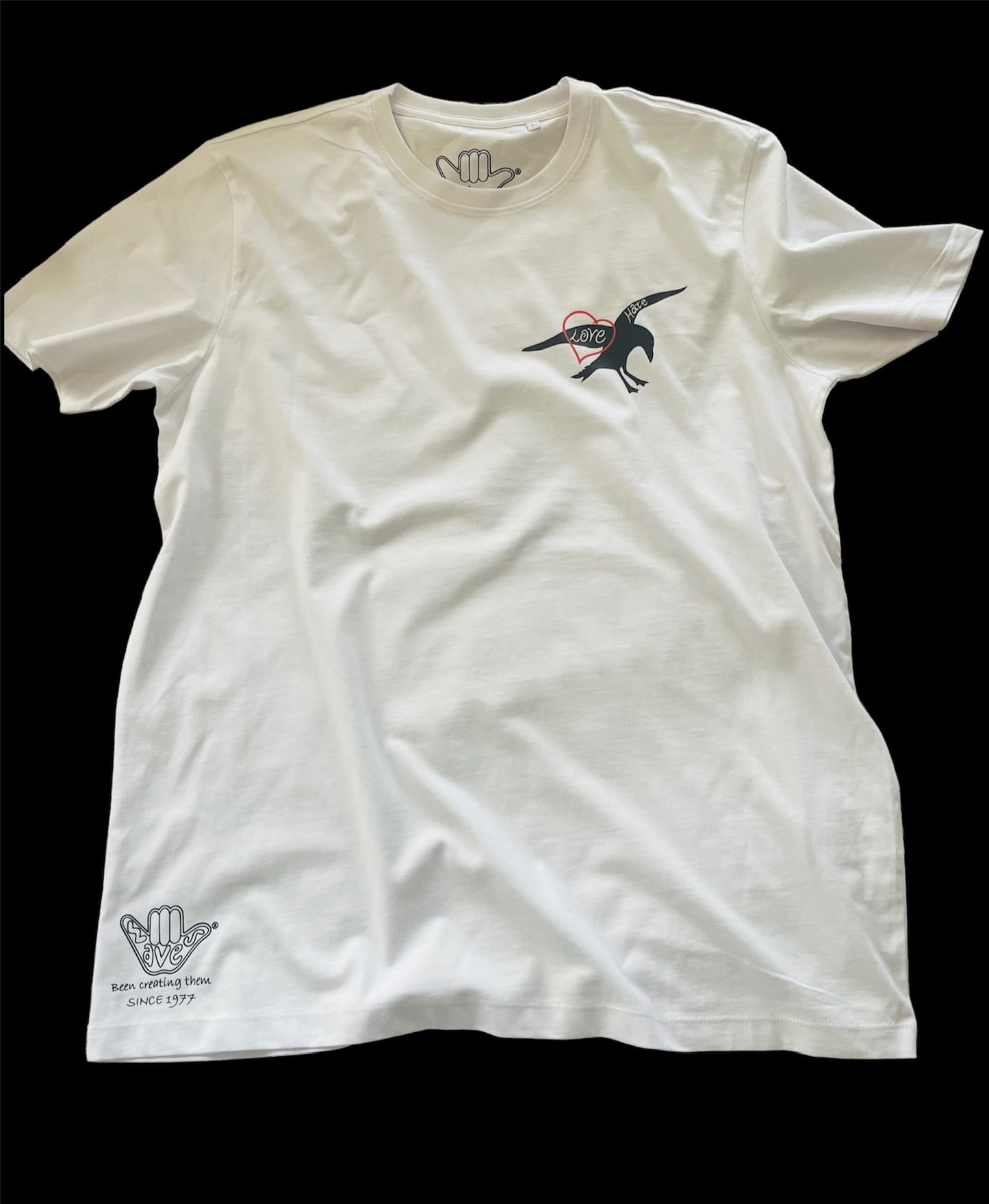 Unisex Love Hate Organic Tee in White