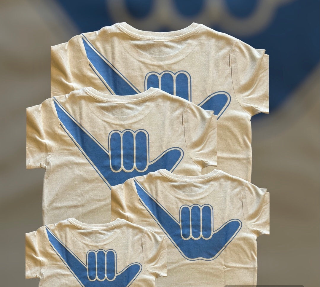 Women’s Organic Shaka Tee Cream & light Blue