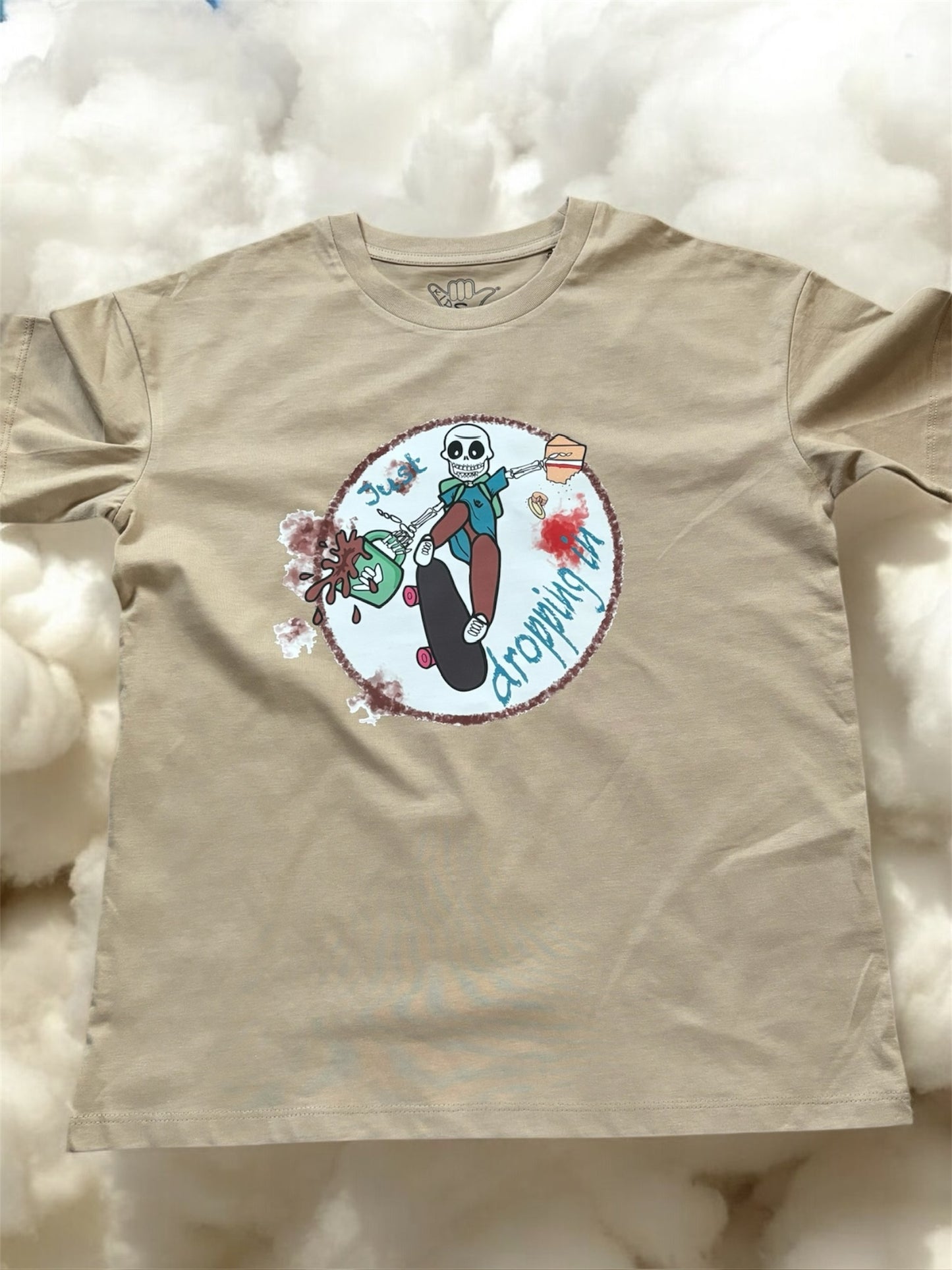 Kid's Just dropping in Relaxed Fit Organic Tee in Wet Sand