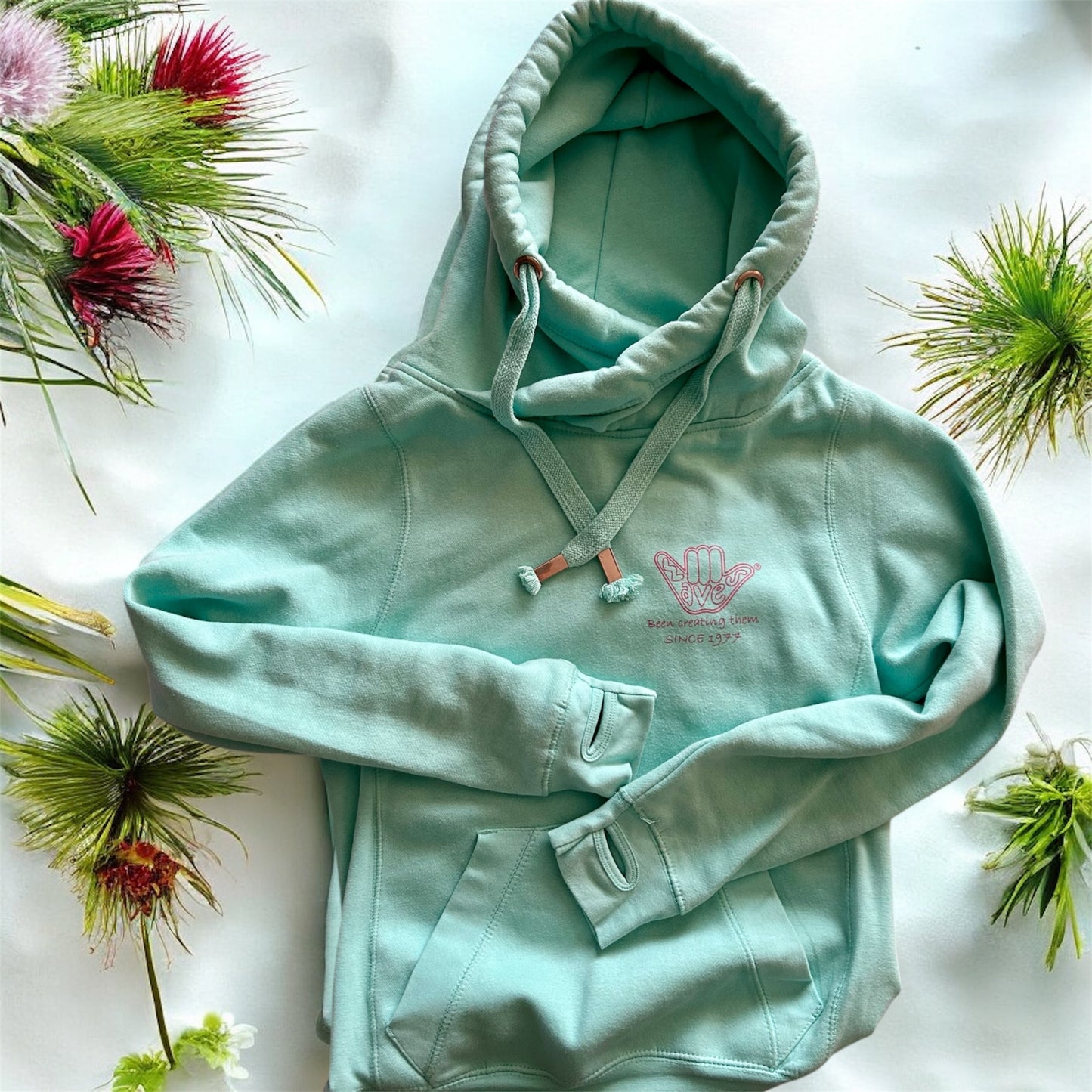 Cross Neck Shaka Hoodie with Thumb Loops - 2 Colours