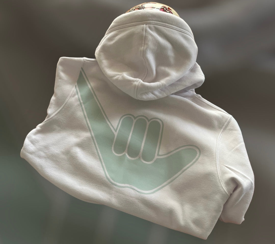 Women’s zip up Organic Shaka Hoodie white & Mint