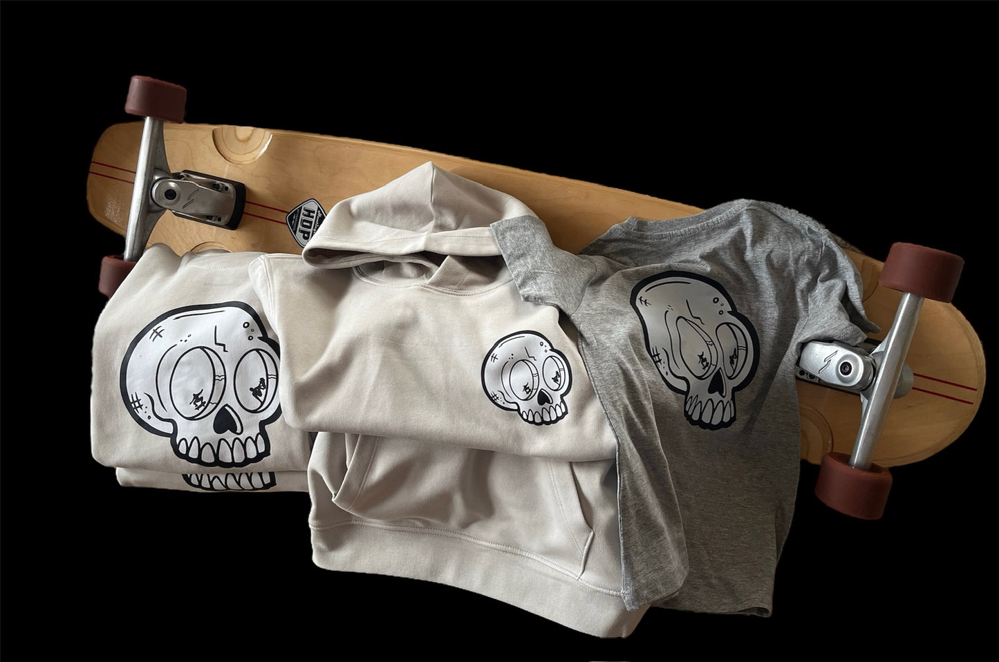 Kid's Skull & Skate Organic Hoodie Clay