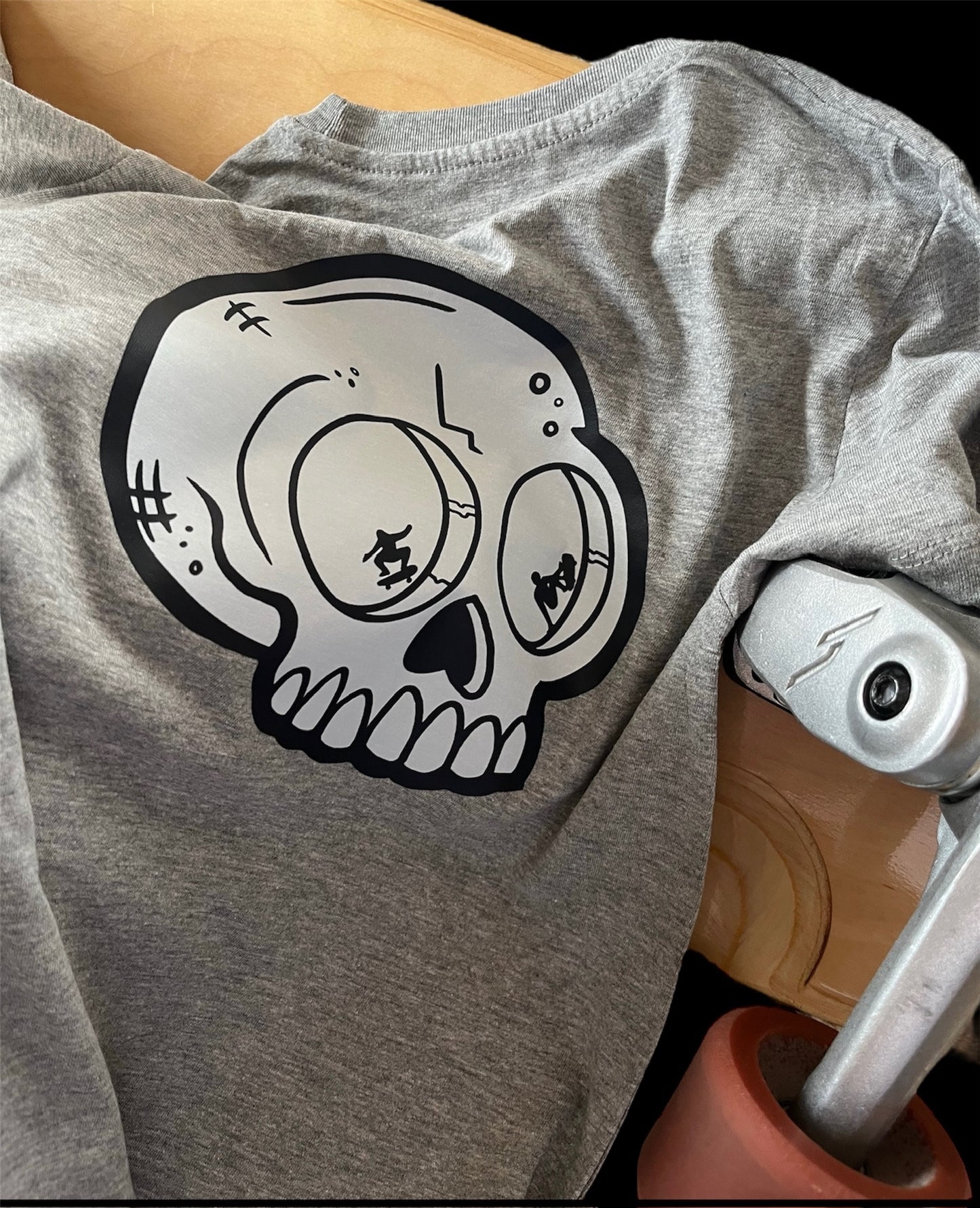 Kid's Skull & Skate Organic Tee Grey