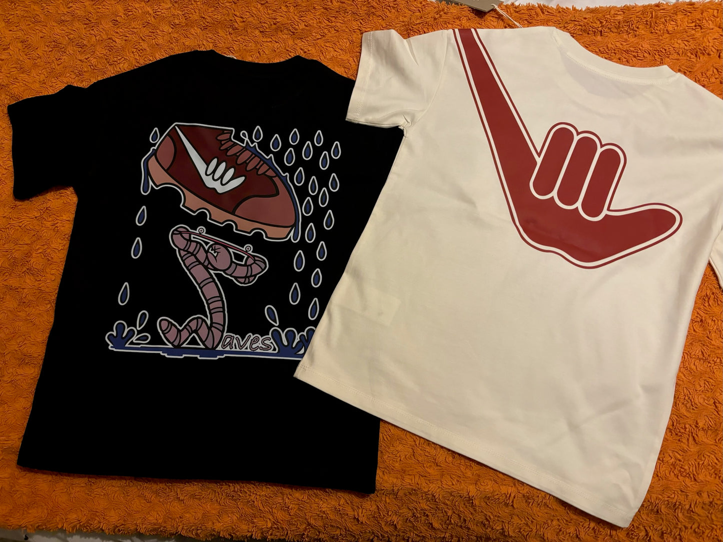 Kid's Oversized Organic Shaka Tee - Ivory and Autumn Brown