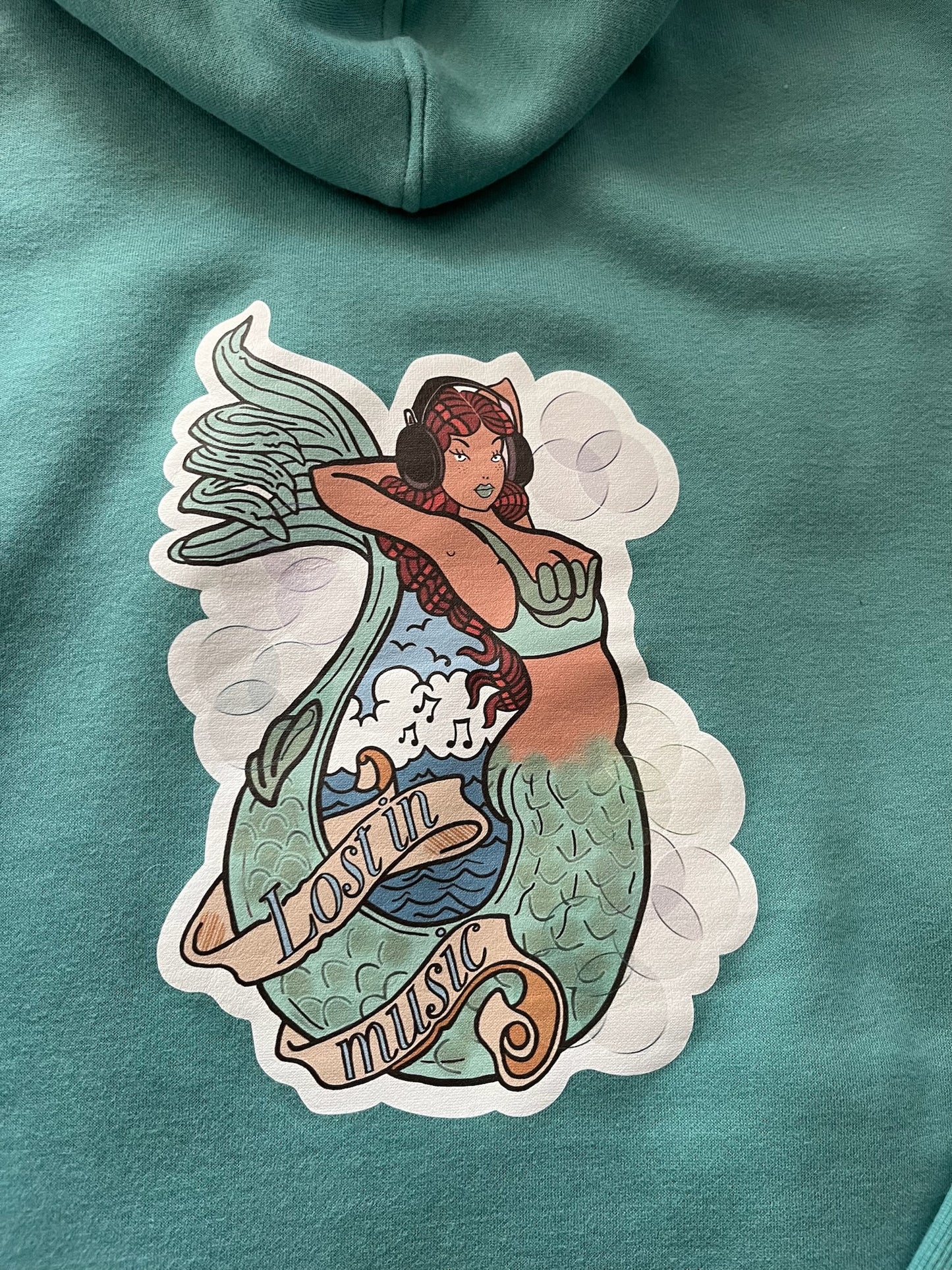 Lost In Music Organic Hoodie Teal