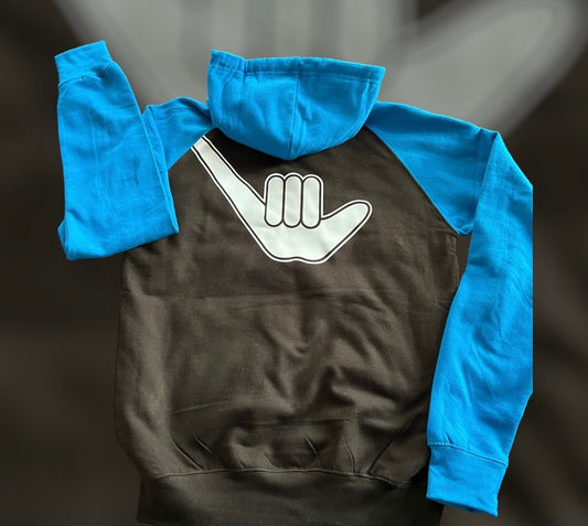 Men’s Raglan Shaka Hoodie Black & Sapphire Blue