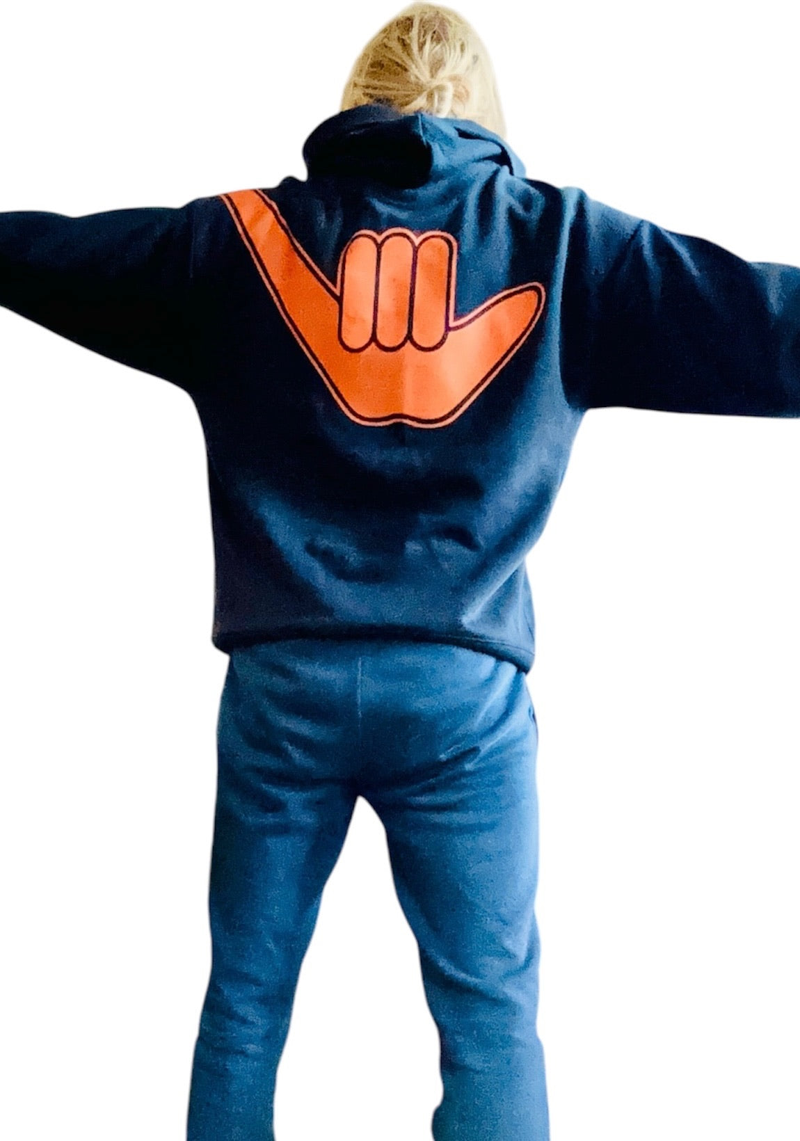 Organic Shaka Hoodie Navy Blue & Tangarine