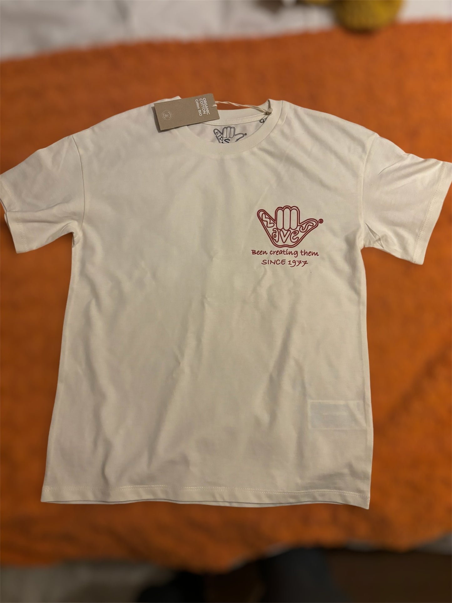 Kid's Oversized Organic Shaka Tee - Ivory and Autumn Brown