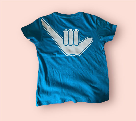 Unisex Organic Shaka Tee Pool blue and white