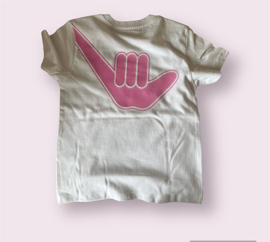 Unisex Organic Shaka Tee White & Pink