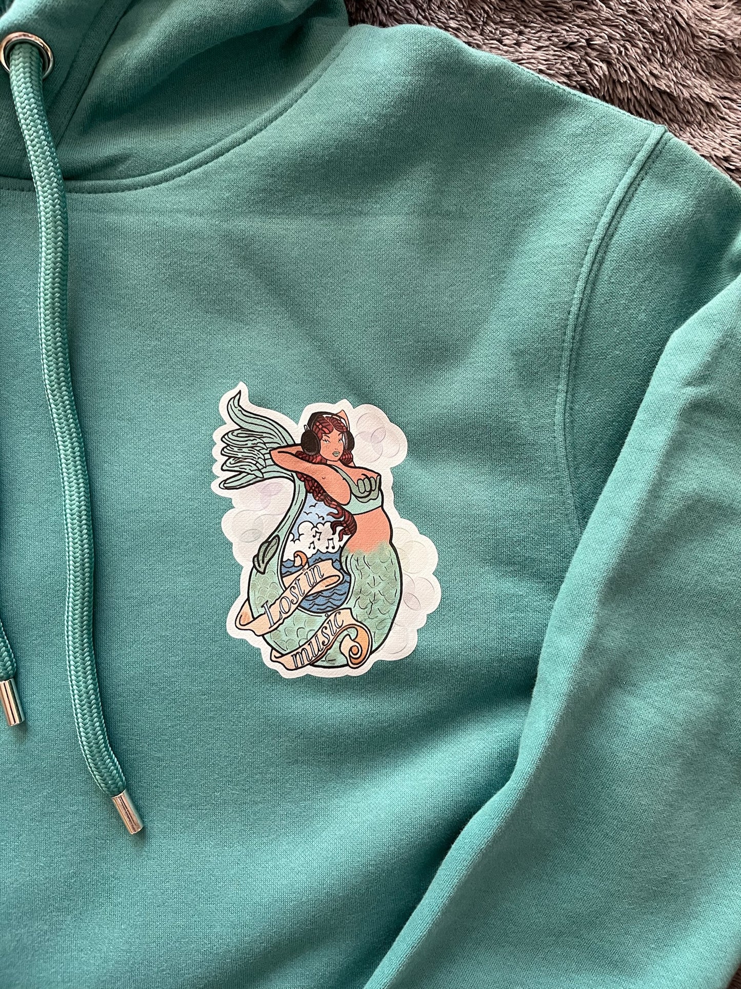 Lost In Music Organic Hoodie Teal
