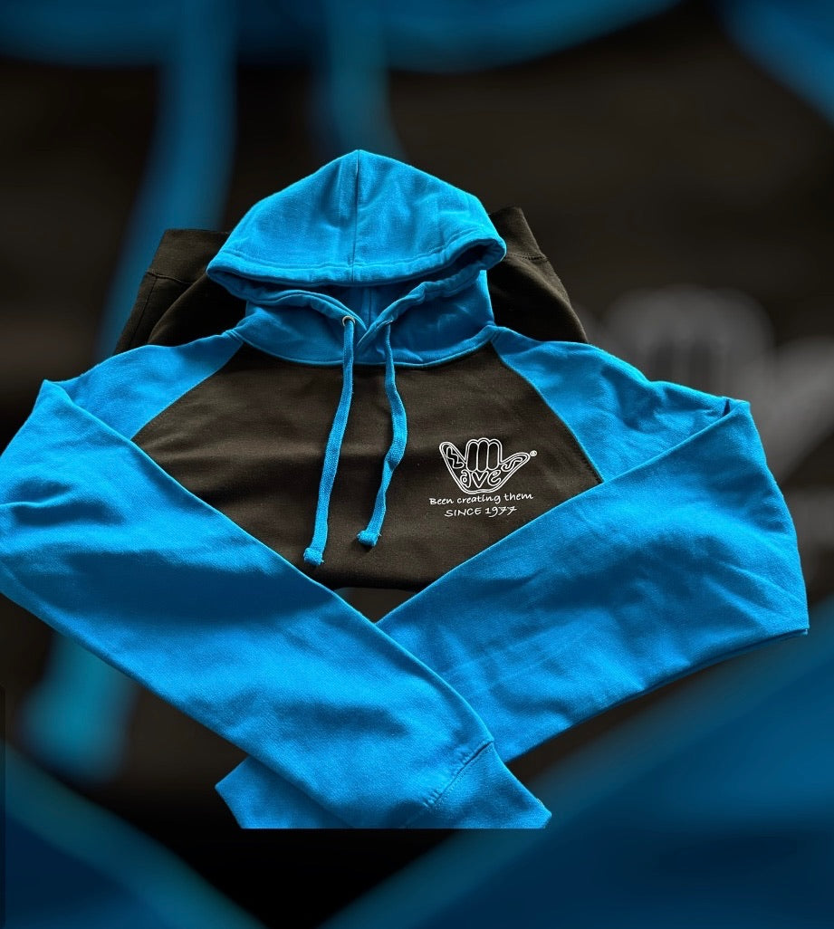 Men’s Raglan Shaka Hoodie Black & Sapphire Blue