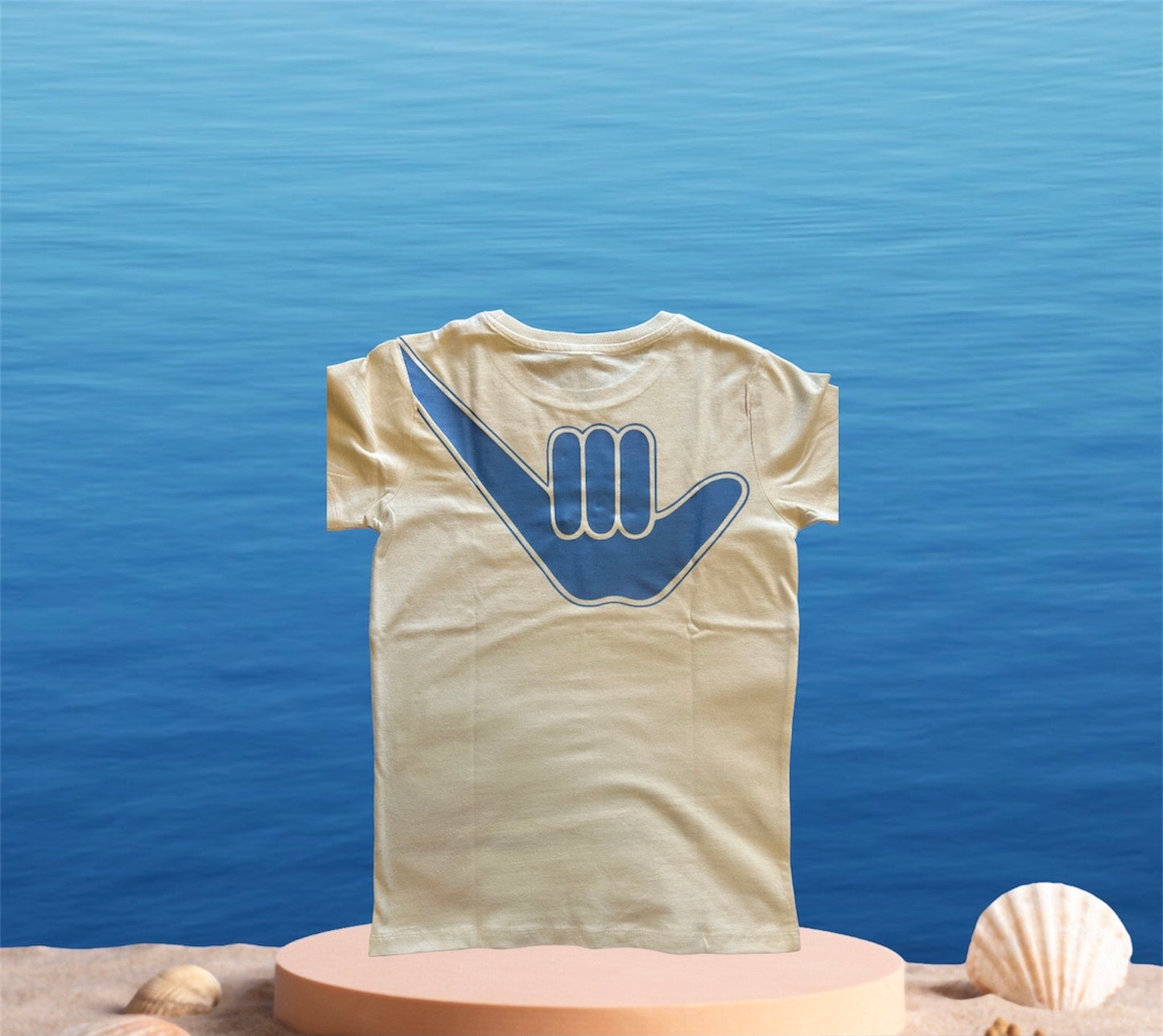 Women’s Organic Shaka Tee Cream & light Blue