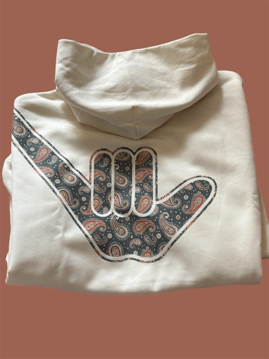Oversized Paisley Organic Shaka Hoodie Off White