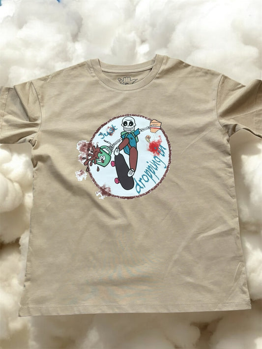 Kid's Just dropping in Relaxed Fit Organic Tee in Wet Sand
