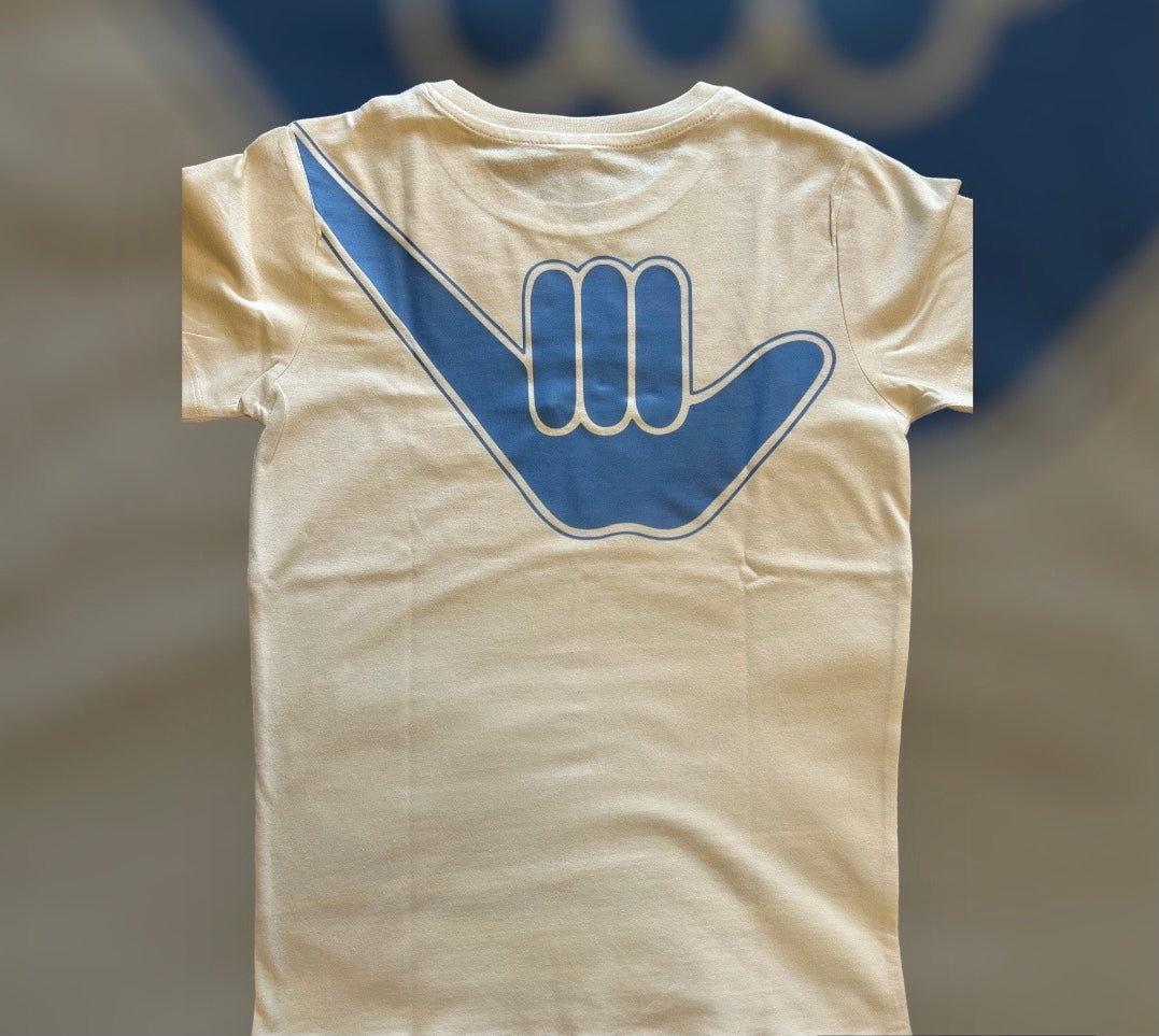 Women’s Organic Shaka Tee Cream & light Blue