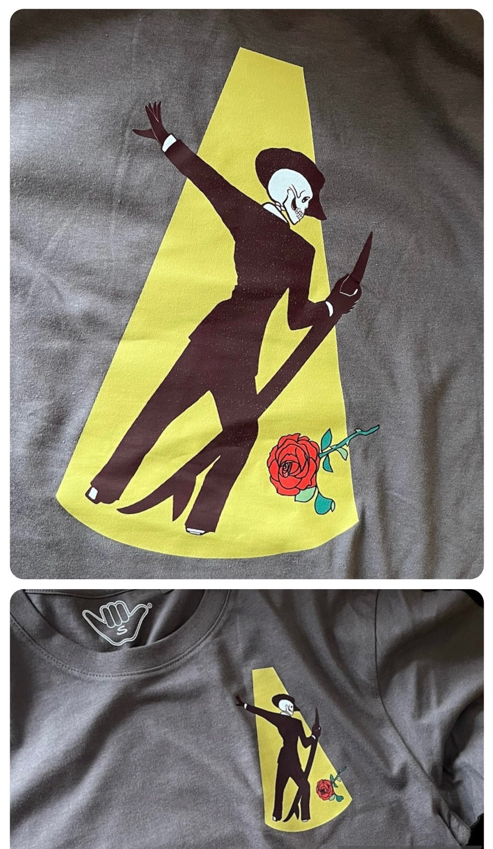 Unisex Skele Surf Organic Tee in Charcoal