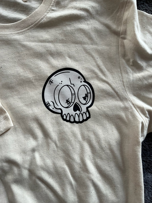 Unisex Skull & Skate Organic Tee in Eco Raw