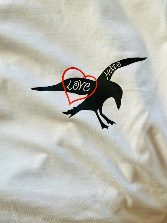 Unisex Love Hate Organic Tee in White